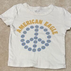 American Eagle Outfitters Baby Tee with Floral Peace Graphic